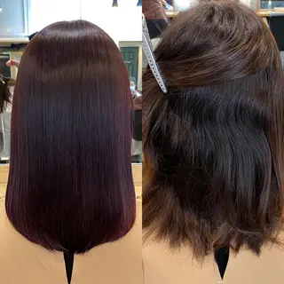ミディアム カラー 美髪矯正 🌈髪質改善 山下のヘアスタイル