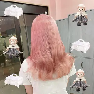 セミロング カラー 韓国ヘア特化💍 tiam💍ブリーチのヘアスタイル