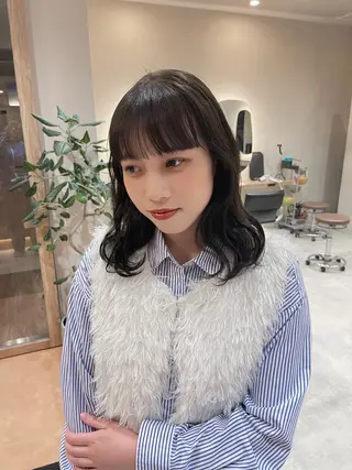 ミディアム layer・bob カット/ YURIのヘアスタイル