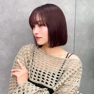ショート カラー ストンボブ/レイヤー 艶カラー💎ヒデジのヘアスタイル