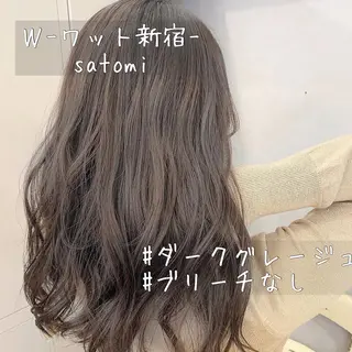 セミロング 淡色ふんわりhair 新宿satomiのヘアスタイル