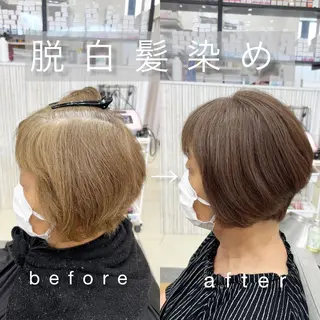 ミディアム カラー 太白区白髪ぼかし/ ボブカット/千葉達人のヘアスタイル