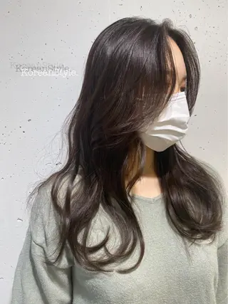 セミロング パーマ 韓・中華美女ヘア 🇰🇷×🇨🇳のヘアスタイル