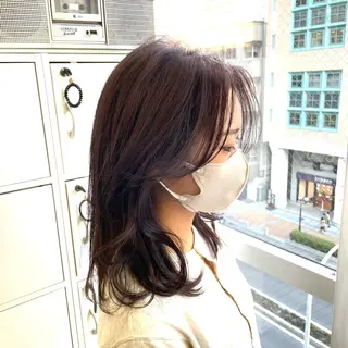 ミディアム カラー ヘアアレンジ 渡辺俊介 暗髪カラー /美髪矯正/髪質改善のヘアスタイル