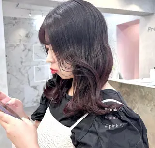 ミディアム カラー 巻いても可愛いボブ♡ momochan🍑のヘアスタイル