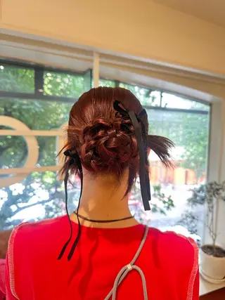 ロング カラー ヘアアレンジ タイトボブ個性派カラ ーAKANEのヘアスタイル