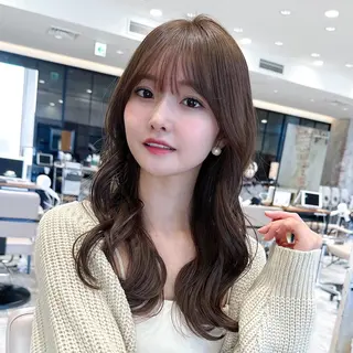 セミロング カラー 顔周り/くびれヘア 韓国ヘア💕風間るなのヘアスタイル