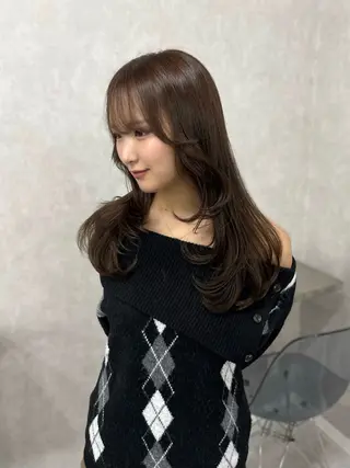 ロング カラー 盛れる顔まわり✨🎀 レイヤー別所好葉のヘアスタイル