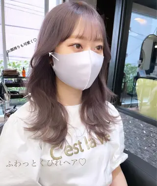 セミロング レイヤーカット、 大人可愛い　中村美羅のヘアスタイル