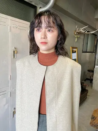 ミディアム パーマ パーマ/レイヤー 岩山丈一郎のヘアスタイル