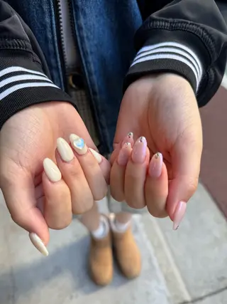 ネイル R'well所属・はばすみれ🎀ﾈｲﾙ 光ﾌｪｲｼｬﾙ ﾍｱのネイルデザイン