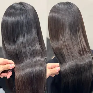 ロング パーマ ブリーチなし Ⅰ 髪質改善カラーのヘアスタイル