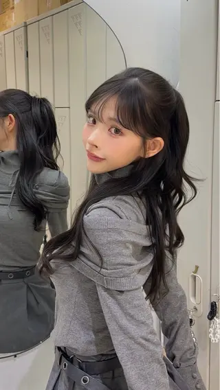 ロング カラー ヘアアレンジ 韓国ヘア/顔周り ヘアセット/加藤優里のヘアスタイル