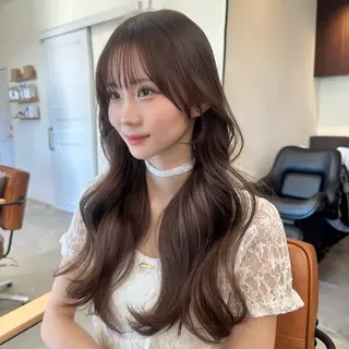 ロング 顔周りcut/ 艶ワンカラー♥ちさきのヘアスタイル