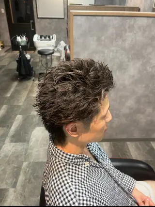 ショート パーマ メンズ SWELL-WHITE-所属・SWELL  高峰 将生  メンズ専門のヘアスタイル