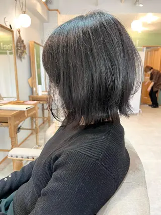 ミディアム ぱつボブ/ ショート/YUKIのヘアスタイル