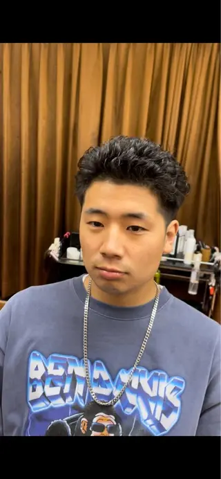 ショート パーマ メンズ ルキ🌈ブリーチカラ ー&メンズパーマ🦄のヘアスタイル