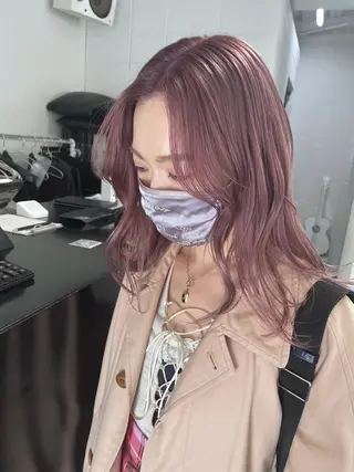 セミロング カラー ヘアアレンジ 艶ハイトーン/ヘア アレンジAYAKAのヘアスタイル