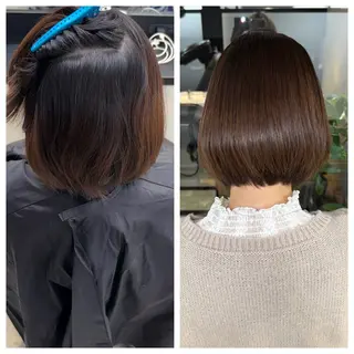 ショート け んブリーチ縮毛矯正のヘアスタイル