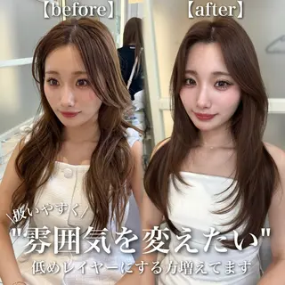 セミロング カラー 似合わせレイヤー/ 透明感カラーのヘアスタイル