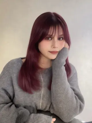 ロング カラー パーマ ヘアアレンジ Qin原宿店所属・葵 韓国オタク美容師 レイヤーカットのヘアスタイル