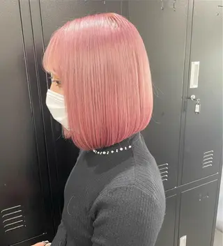 ショート カラー パーマ ヘアアレンジ メンズ キッズ ネイル マツエク・マツパ アイブロウ ハイトーン/ピンク 💗モモ໒꒱のヘアスタイル
