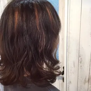 ミディアム カラー パーマ 金崎 新吾のヘアスタイル