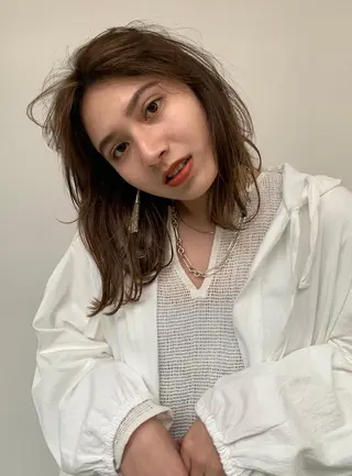 ミディアム パーマ カラー CEINE PATHのヘアスタイル