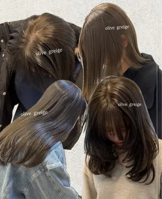 ロング カラー ミルクティー× グレージュMOMOのヘアスタイル