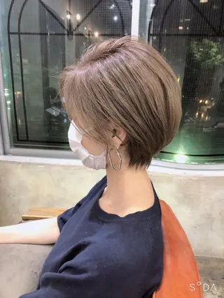 ショート カラー パーマ ヘアアレンジ キッズ ネイル マツエク・マツパ アイブロウ 髪質改善✨ハツメイ オグ✂️のヘアスタイル