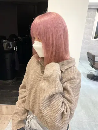 ミディアム カラー ヘアアレンジ 🌷FUKA🌷 まろやかハイトーンのヘアスタイル