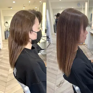 セミロング パーマ 縮毛矯正/白髪ぼかし ショートボブ/鈴木のヘアスタイル