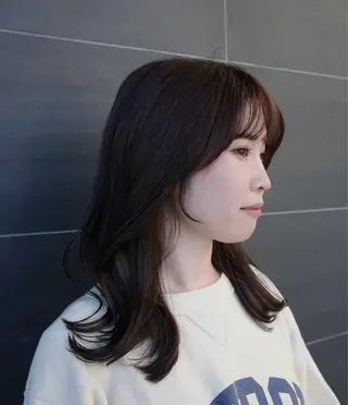 ミディアム 心美/色落ちまで 可愛い透明感カラーのヘアスタイル