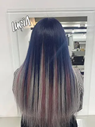 ロング ヘアアレンジ カラー LuciA/エクステ カラーのヘアスタイル