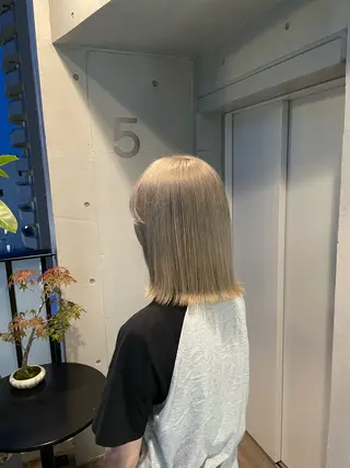 ミディアム 抜け感ハイトーン/ ボブ/Ririnaのヘアスタイル