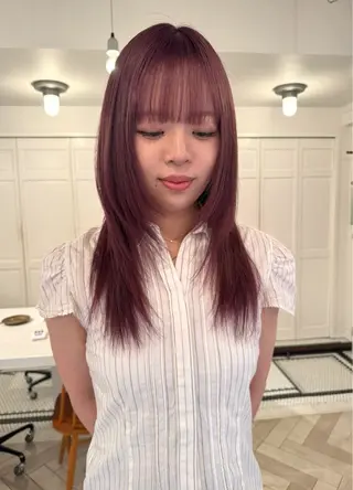 カラー ブリーチカラー🎀 韓国風/寺門美優のヘアスタイル