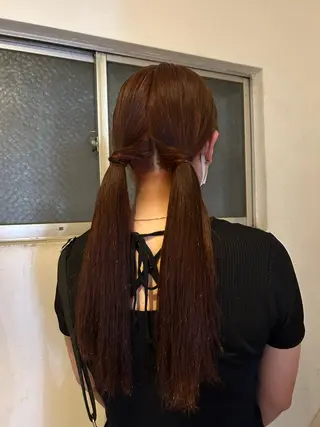 ロング カラー ヘアアレンジ 愛結 暖色カラー🎀🩰のヘアスタイル