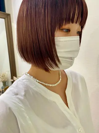 ショート カラー 顔周り/ブリーチなし /縮毛矯正🫧伊勢のヘアスタイル