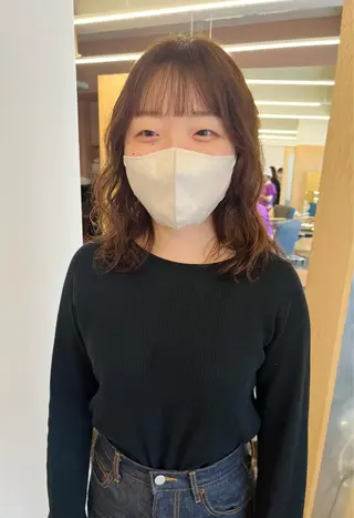 ミディアム カラー パーマ 西山 紗耶香🪽 透明感カラー/ボブのヘアスタイル