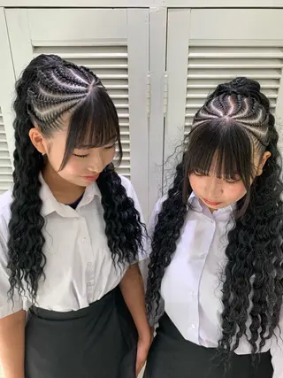 セミロング ヘアアレンジ Lehua   (レフア)所属・MEI/ブレイズ/ コーンロウ/茅ヶ崎のヘアスタイル