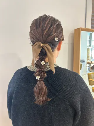 ヘアアレンジ 関口 桃花🌷 暖色カラーのヘアスタイル