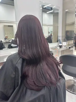 ロング カラー ヘアアレンジ 中韓🇰🇷暖色/ ワインレッド/らいるのヘアスタイル