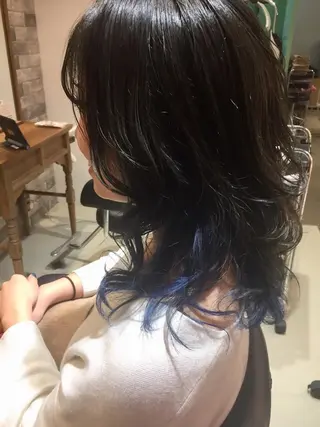 ミディアム 所渉/韓国レイヤー /ウルフカットのヘアスタイル