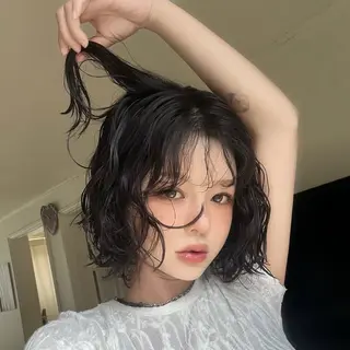ミディアム コテ巻き風パーマ SHONOのヘアスタイル