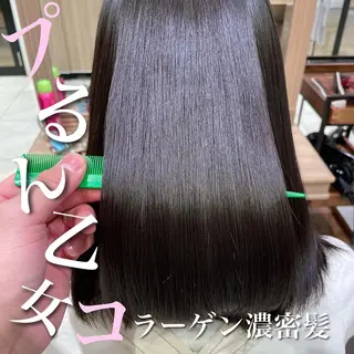 セミロング 学割 悟 韓国風艶髪縮毛矯正のヘアスタイル