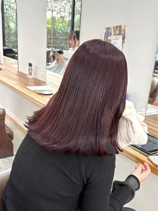 ミディアム カラー ヘアアレンジ ハル🌸柔色/ ブリーチなし/艶髪のヘアスタイル