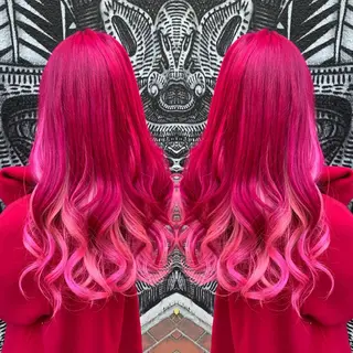 ロング カラー ヘアアレンジ haco+所属・🌈派手髪エクステ ブレイズ🌈ひろとのヘアスタイル