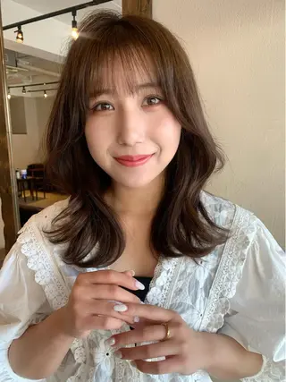 ミディアム カラー 透明感/オリーブ/ グレージュ/YUKAのヘアスタイル