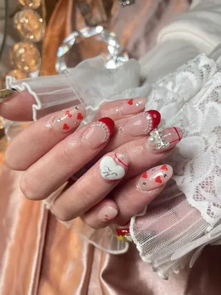 ネイル 23時まで❤︎韓国、 ワンホンネイルのネイルデザイン