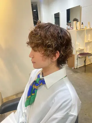 ミディアム カラー パーマ RIN／韓国ヘア レイヤーカットのヘアスタイル